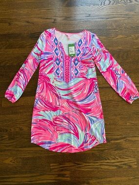 Lilly Pulitzer Gianna Tunic Dress Magenta Oh My Guava Pink Print XS NWT
